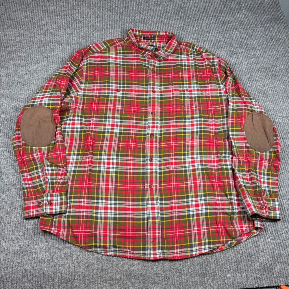 Pendleton Hawthorne Shirt Mens XXL Red Plaid Flannel Button Down Elbow Patches